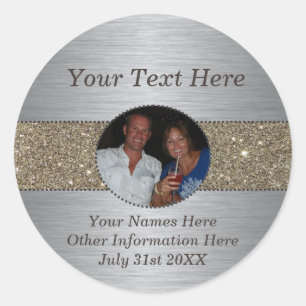 Personalizado de Plata y Purpurina Pegatina de fot