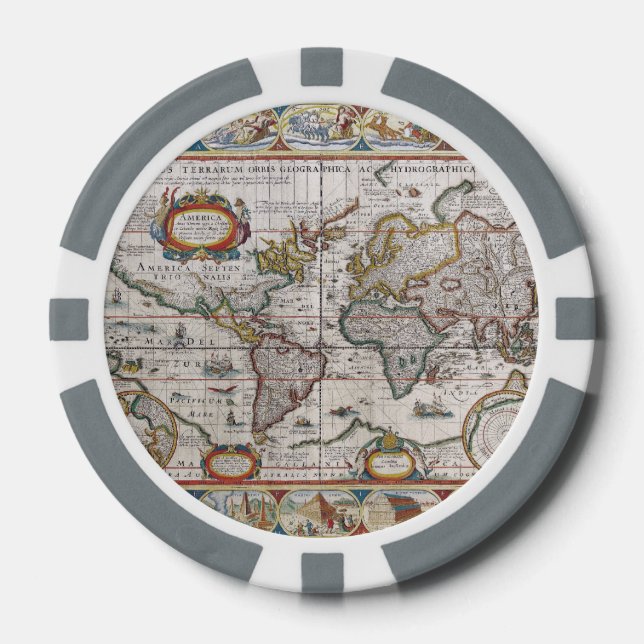 Personalizado de póquer del Mapa del Mundo Antiguo (Anverso)