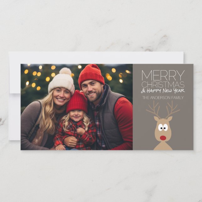 Personalizado de renos con Feliz Navidad y foto (Anverso)