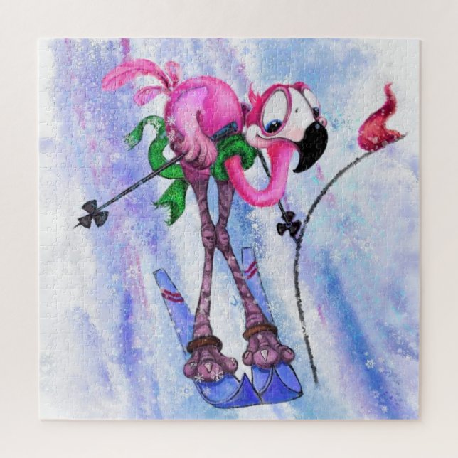 Personalizado de rompecabezas del esquiador rosa F (Vertical)