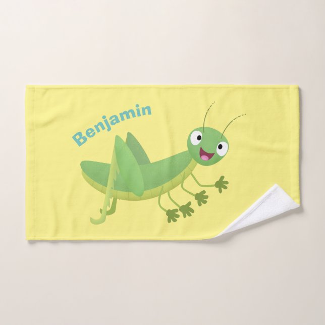 Personalizado de saltamontes alegre verde (Toalla de mano)