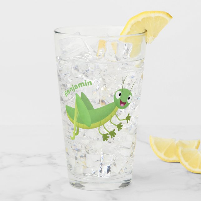 Personalizado de saltamontes alegre verde (Reverso (hielo))