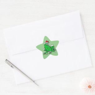Personalizado de Santa Frog Merry X-Mas Pegatina