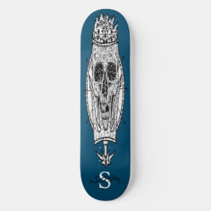 personalizado de skateboard Blue Skeleton Nautical