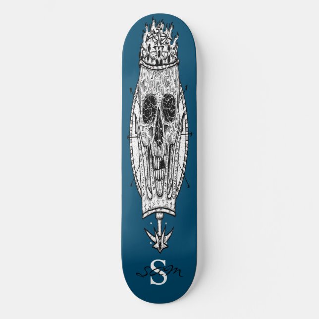 personalizado de skateboard Blue Skeleton Nautical (Anverso)