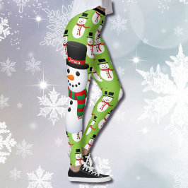 Personalizado de Snowman Leggings Navidades con ru