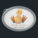 Personalizado de sonrisa de la hebilla del cinturó<br><div class="desc">Gracioso Pato Amarillo Jugador Wink Happy Smile Personalizado Dibujo y texto - Elegir / Añadir su texto único / fuente / color - Hacer su regalo especial - Redimensionar y mover o eliminar y agregar elementos / imágenes con la herramienta de personalización ! - Dibujo y diseño por MIGNED. También...</div>