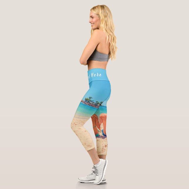 Personalizado de su foto Capri Leggings con texto (Izquierda)