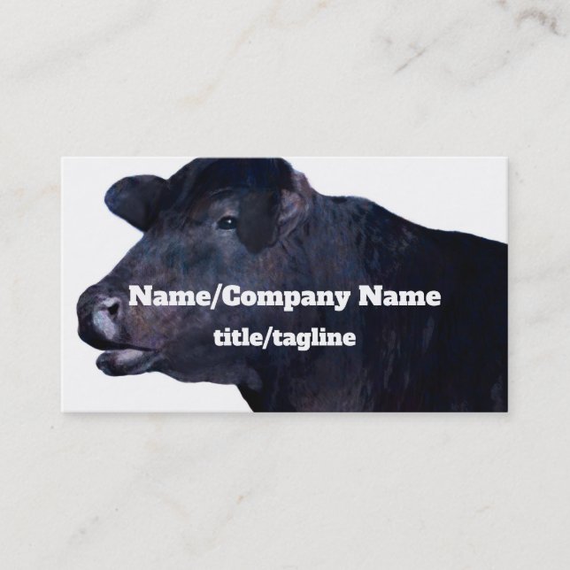 personalizado de tarjeta de negocios de vaca negra (Anverso)
