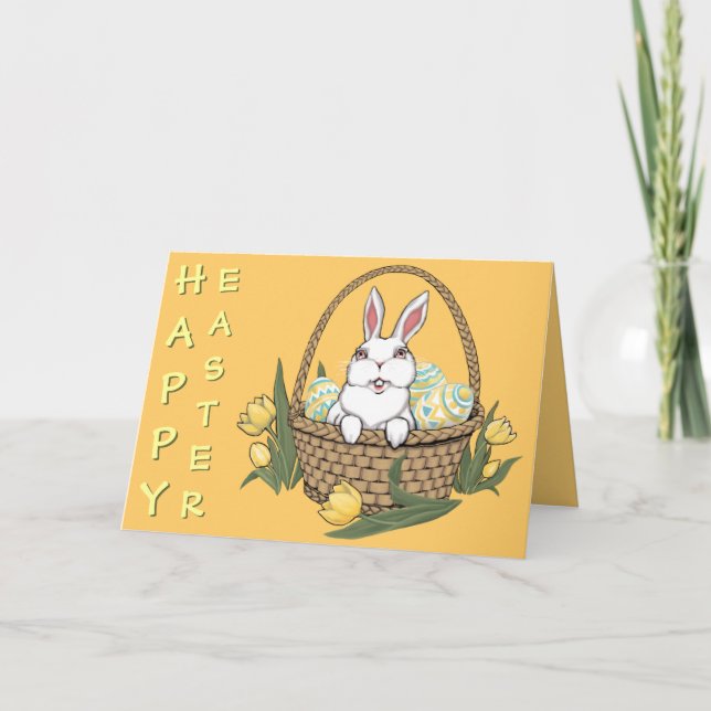 Personalizado de tarjetas de conejo de pascua feli (Anverso)
