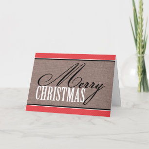 Personalizado de tela rústica tarjetas navideñas d