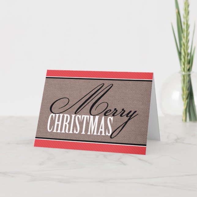 Personalizado de tela rústica tarjetas navideñas d (Anverso)