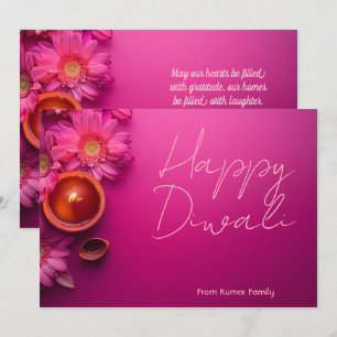 Personalizado de texto Diwali Gerbera Tarjeta Glow