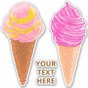 Personalizado de texto Helado Cream Cones pegatina