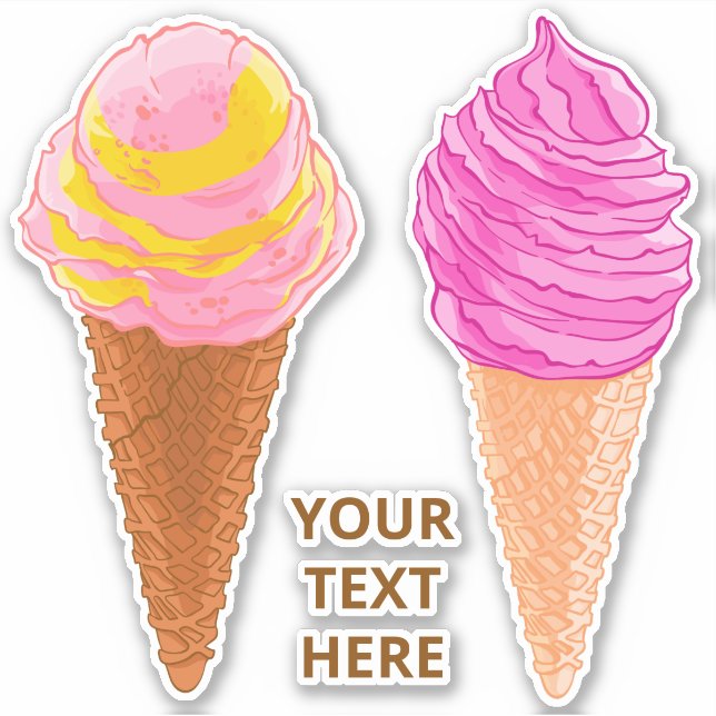 Personalizado de texto Helado Cream Cones pegatina (Anverso)