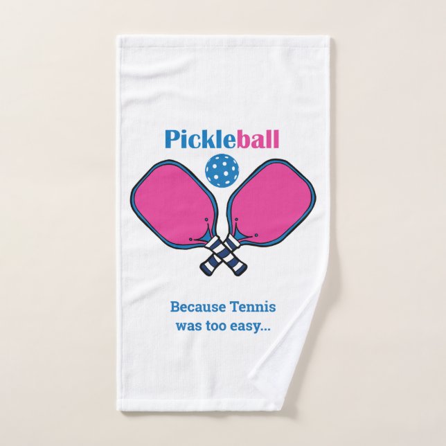 Personalizado de texto rosa y azul Pickleball (Toalla de mano)