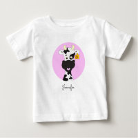 Personalizado de vaca divertida camiseta de bebé d