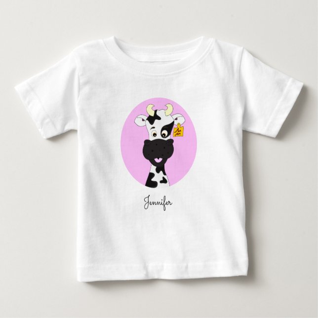 Personalizado de vaca divertida camiseta de bebé d (Anverso)