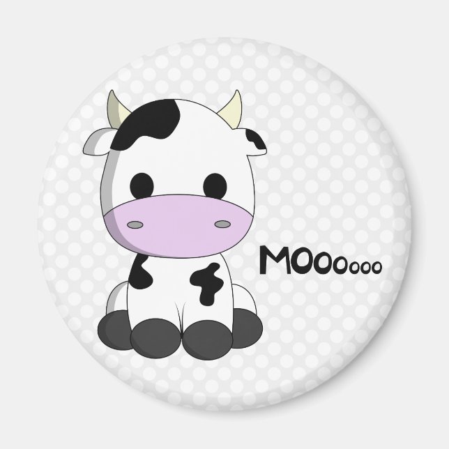Personalizado de vaca kawaii bebé en el imán de pu (Frente)