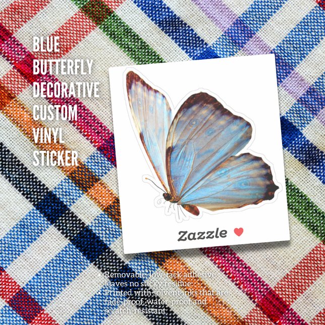 Personalizado decorativo de mariposa azul Pegatina (Blue Butterfly Decorative Custom Vinyl Sticker)