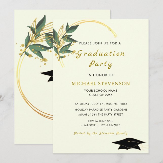 Personalizado deja plantilla de invitación a gradu (Anverso / Reverso)