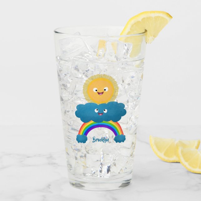 Personalizado del arco iris de la nube de sol feli (Reverso (hielo))
