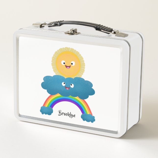 Personalizado del arco iris de la nube de sol feli (Anverso)