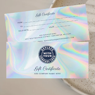 Personalizado del certificado de regalo holográfic