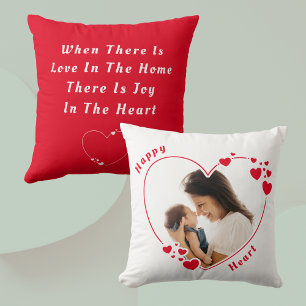 Personalizado del corazón feliz foto almohada roja