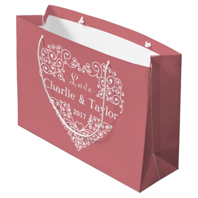 Personalizado del corazón ornamental texto bolsa d (Angulo reverso)