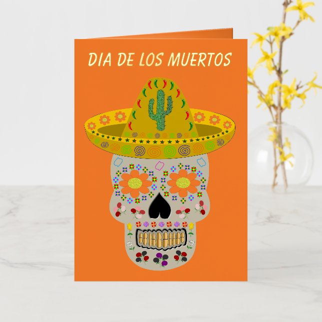 Personalizado del Día de la Calavera Muerta en Méx (flor amarilla)