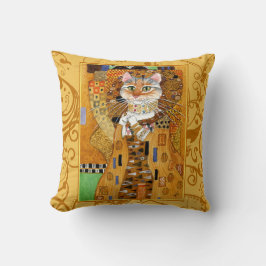 Personalizado del gato lindo almohada de oro Klimt