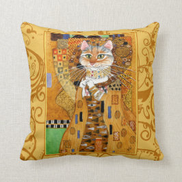 Personalizado del gato lindo almohada de oro Klimt