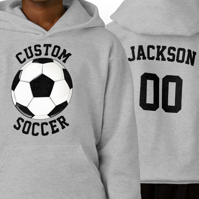 Personalizado del jugador de fútbol nombre de equi (Custom boys soccer team hoodie with personalized team name, player name and jersey number.)