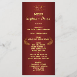 Personalizado del menú Royal Burgundy Gold Peacock
