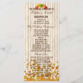 Personalizado del Programa de Boda Caída de Madera