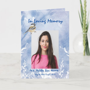 Personalizado del programa funeral Chickadee Blue 