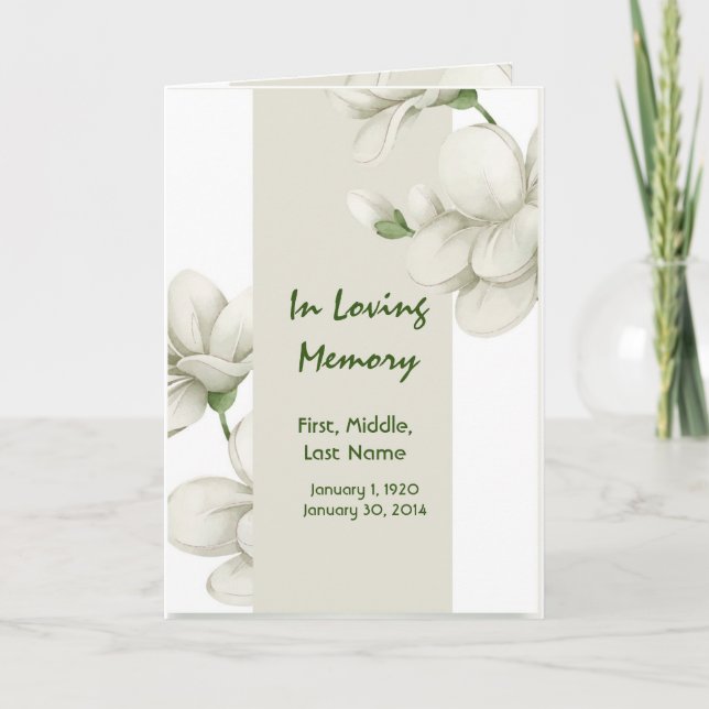 Personalizado del programa funeral Flores blancas (Anverso)