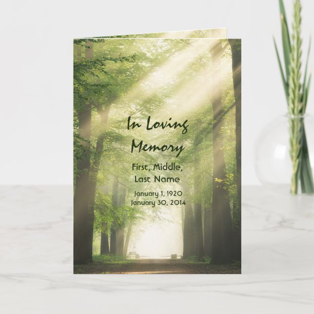 Personalizado del Programa Funeral Woodland Forest (Anverso)