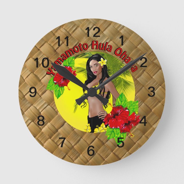 Personalizado Del Reloj De Muro De Yamamoto Hula O (Anverso)