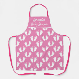 Personalizado delantal rosado para ducha de bebé 