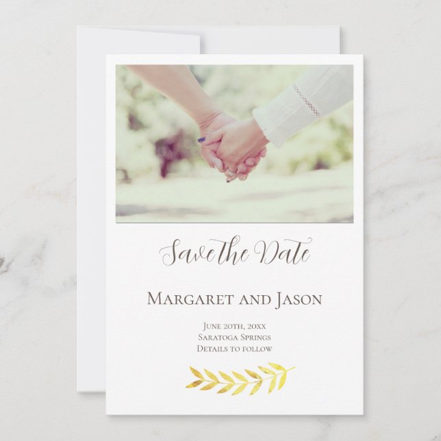 Personalizado Delicate Golden Leaves Guardar la ta (Anverso)