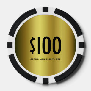 Personalizado Denominación Ficha de póquer de oro