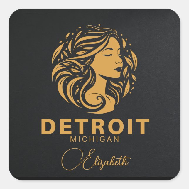 Personalizado Detroit Michigan Pegatina de la Dama (Anverso)