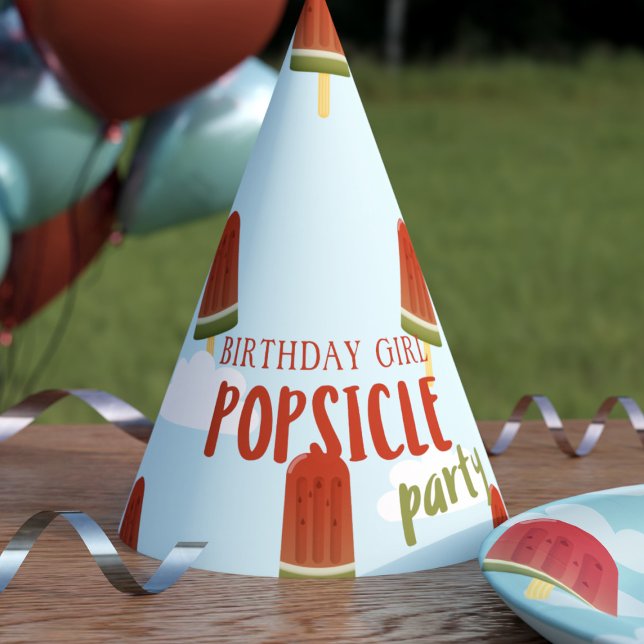 Personalizado divertida Chica de cumpleaños Gorra  (Perfect party hat for a Popsicle Party. Add your name!)