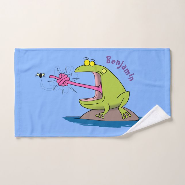 Personalizado divertida de rana y mosca (Toalla de mano)