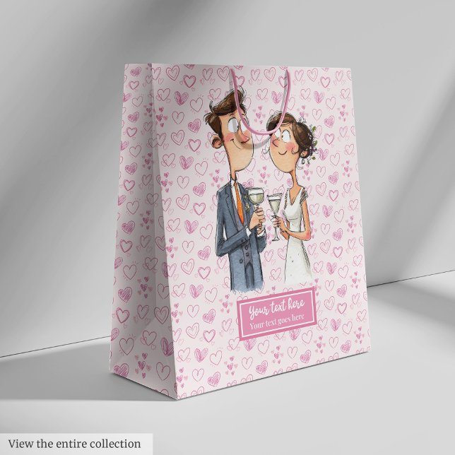 Personalizado divertido de la bolsa de regalo de n (Personalized Bride Groom Gift Bag Funny Cartoon)