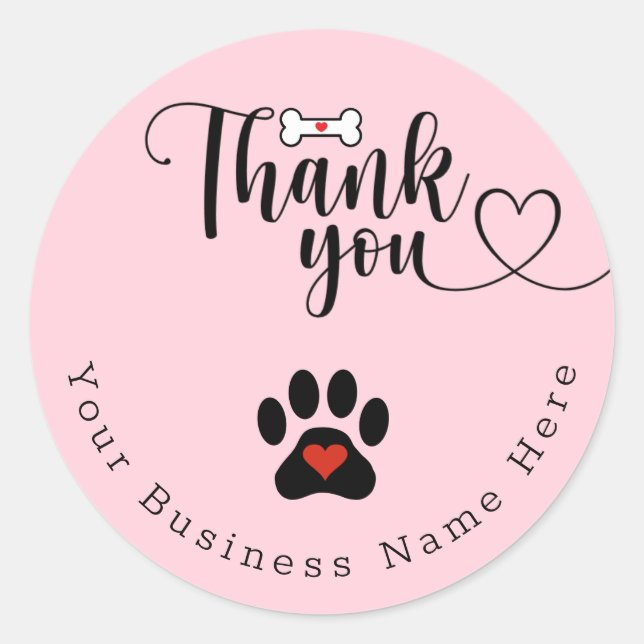 Personalizado Dog Paw Gracias Pegatinas (Anverso)