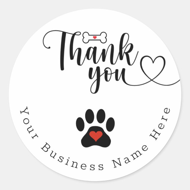 Personalizado Dog Paw Gracias Pegatinas (Anverso)