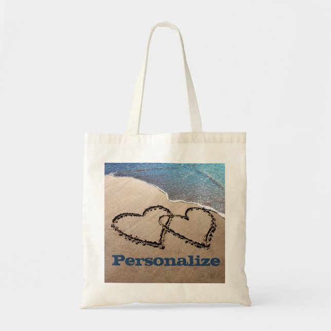 Personalizado Dos Corazones En La Bolsa De La Aren (Frente)